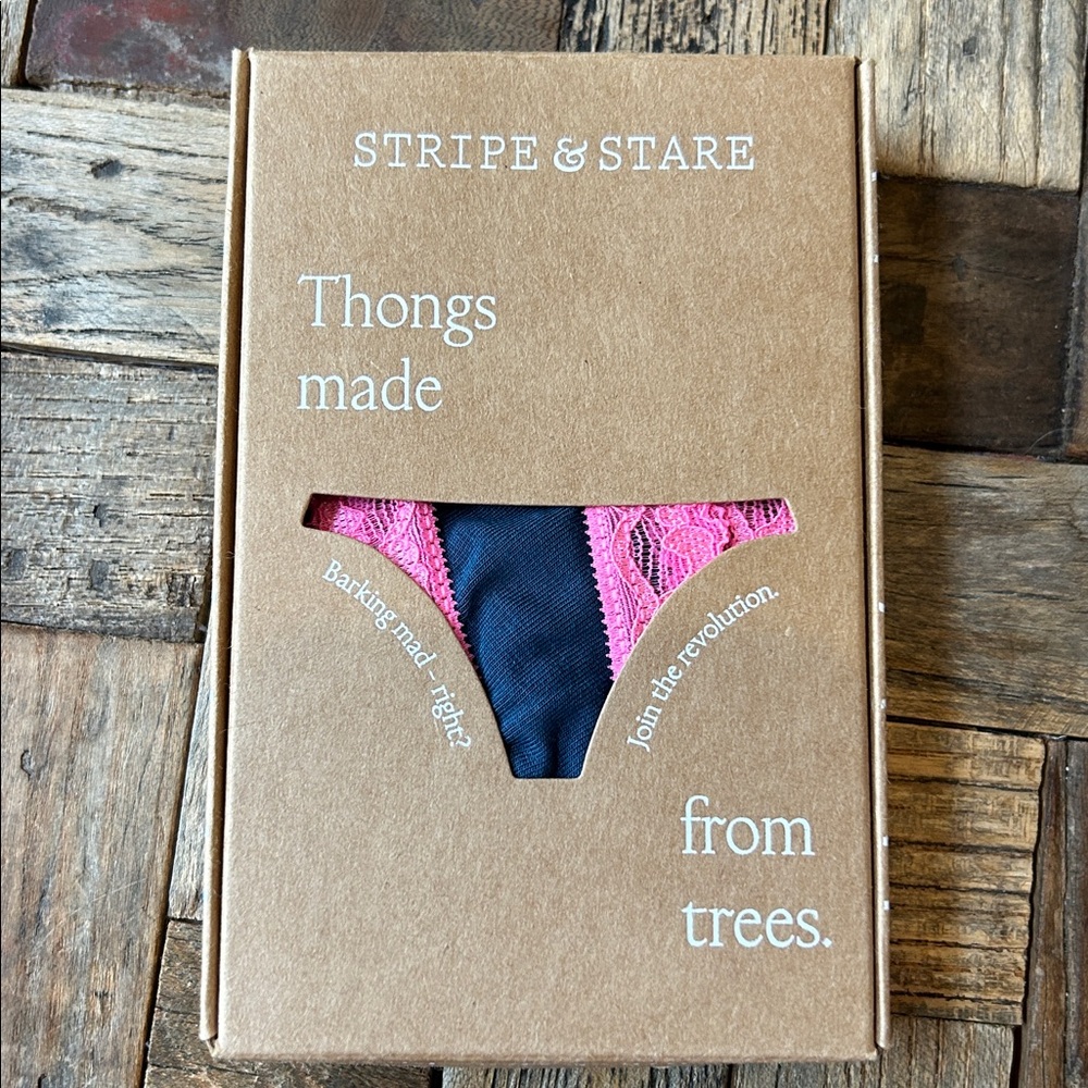 Free People Stripe& Stare Soft Tencel Eco Friendly Thong NWT Size Small